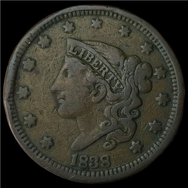 1838 Coronet Head Large Cent NEARLY  UNCIRCULATED