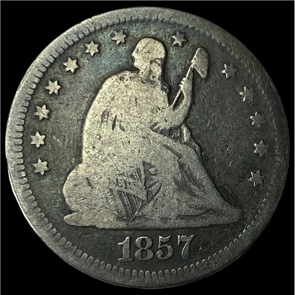 1857-O Silver Seated Liberty Quarter LIGHTLY  CIRCULATED
