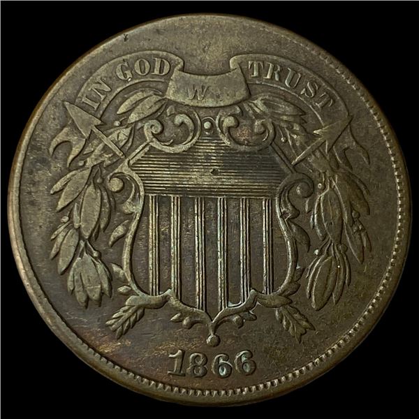 1866 Bronze Two-Cent Piece CHOICE AU