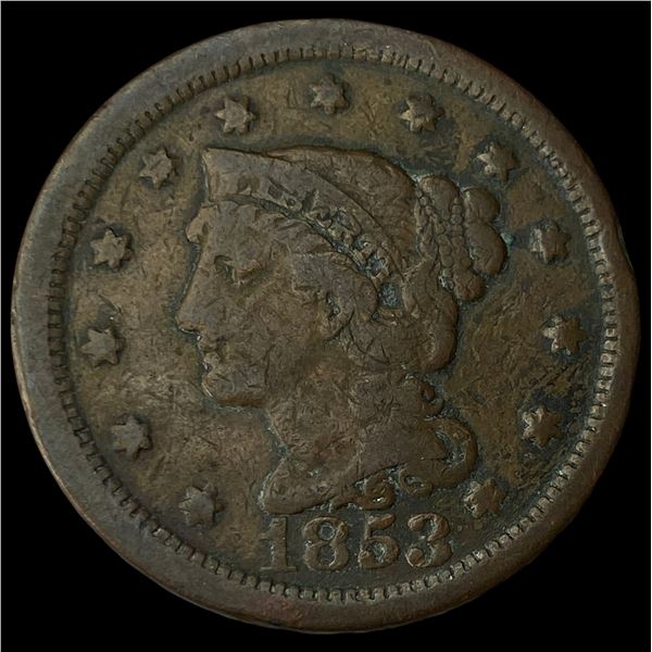 1853 Braided Hair Large Cent NEARLY  UNCIRCULATED