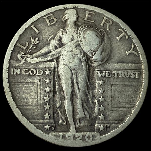 1920-S Silver Standing Liberty Quarter  LIGHTLY CIRCULATED