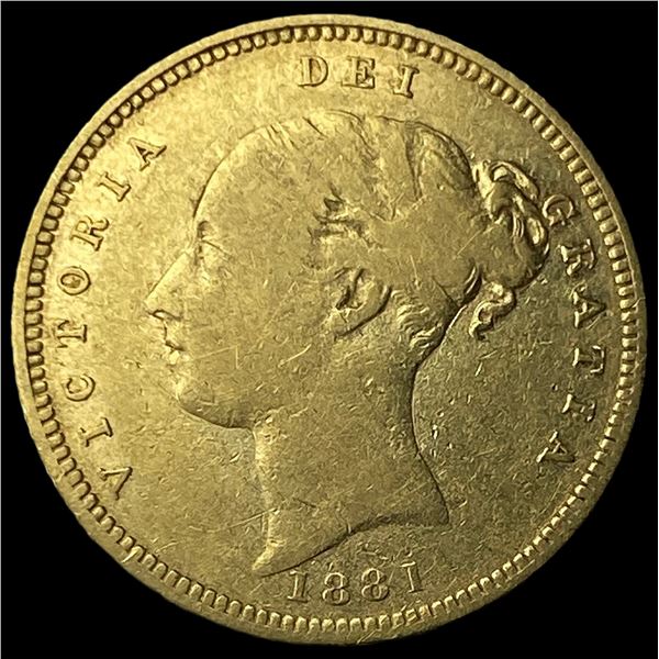 1881 Gold Sovereign Victoria Shield CLOSELY  UNCIRCULATED