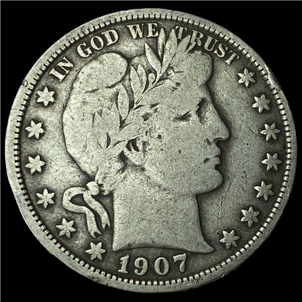 1907 Silver Half Dollar Barber LIGHTLY  CIRCULATED