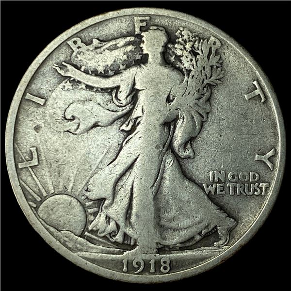 1918-D Silver Walking Liberty Half Dollar  LIGHTLY CIRCULATED
