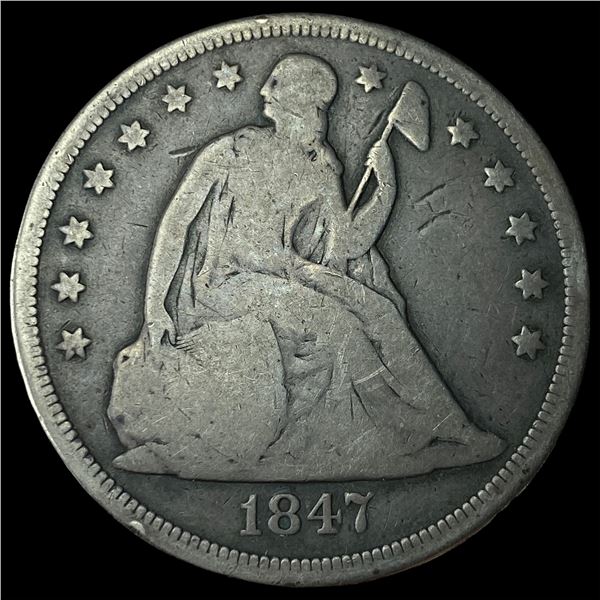 1847 Seated Liberty Silver Dollar LIGHTLY  CIRCULATED