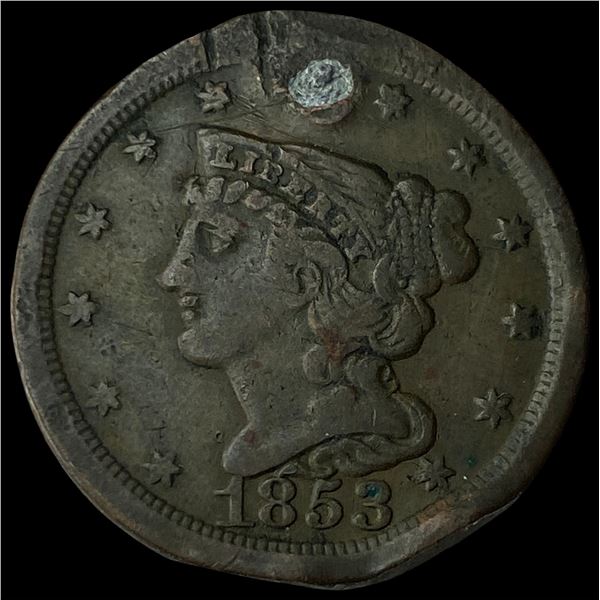 1853 Braided Hair Half Cent HIGH GRADE