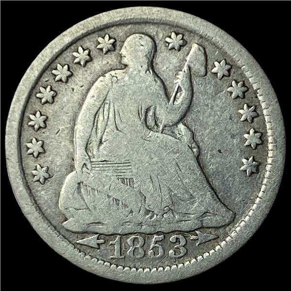 1853 Arrows Seated Liberty Half Dime LIGHTLY  CIRCULATED