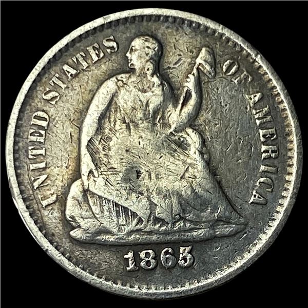 1865-S Silver Half Dime LIGHTLY CIRCULATED