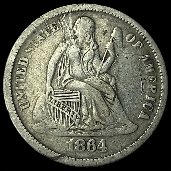 1864-S Silver Seated Liberty Dime LIGHTLY  CIRCULATED