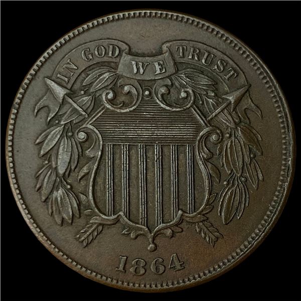 1864 Bronze Two-Cent Piece CHOICE AU