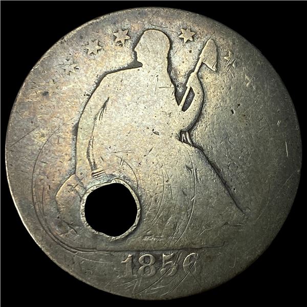 1856-S Silver Half Dollar (holed) NICELY  CIRCULATED