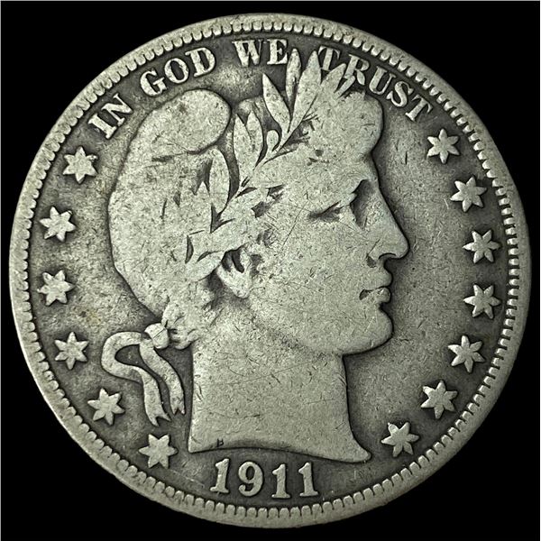 1911 Silver Half Dollar Barber LIGHTLY  CIRCULATED