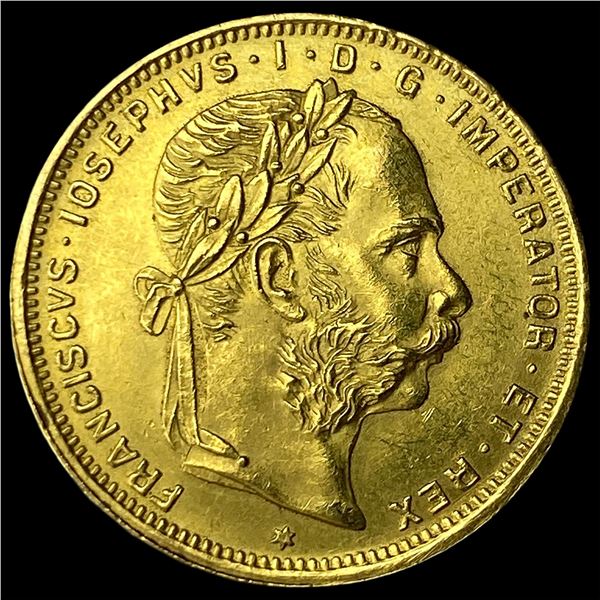 1892 Austria Gold 8 Florin/20 Francs GEM BU