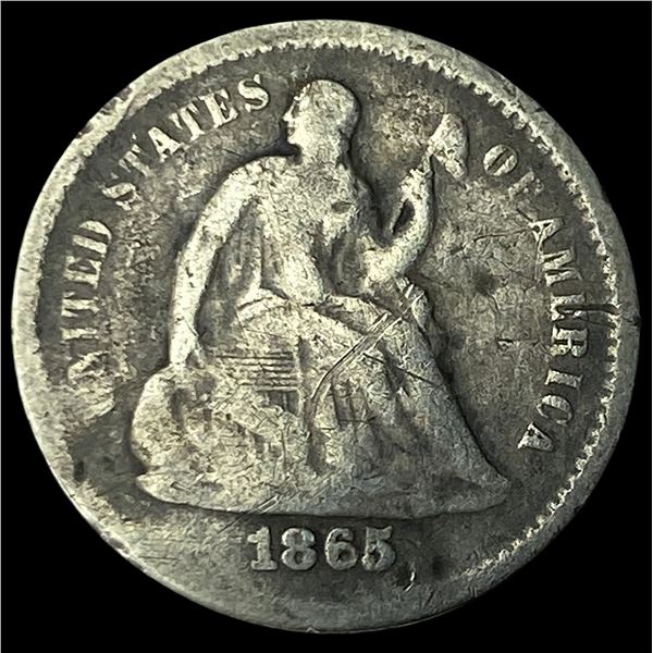1865-S Silver Half Dime LIGHTLY CIRCULATED