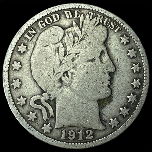 1912-S Silver Barber Half Dollar LIGHTLY  CIRCULATED
