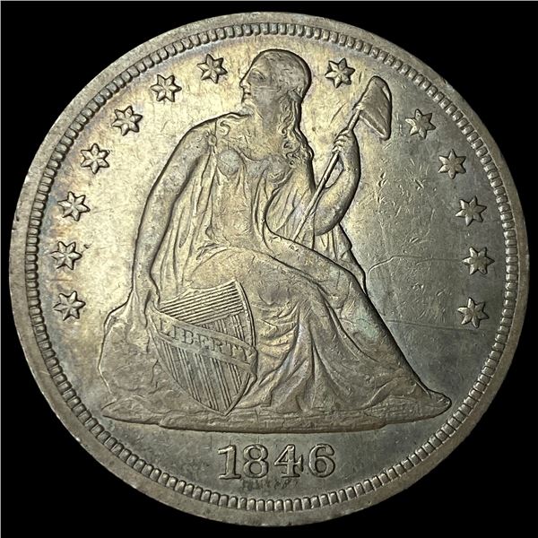 1846 Seated Liberty Silver Dollar CHOICE AU