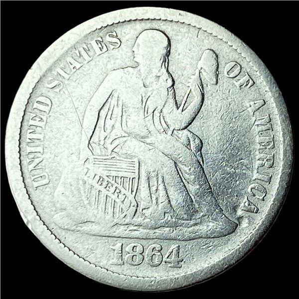 1864-S Silver Seated Liberty Dime LIGHTLY  CIRCULATED