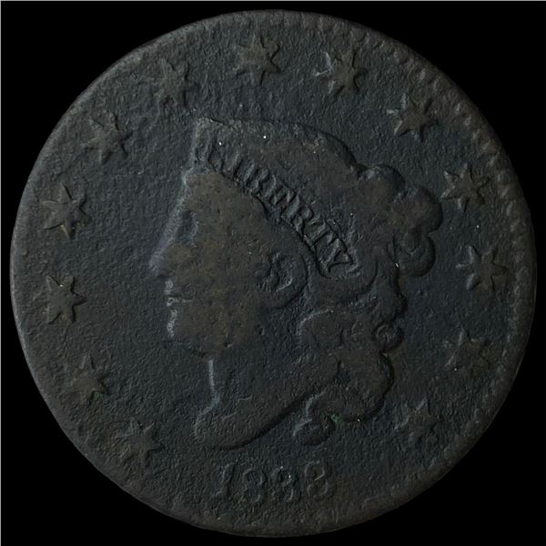 1838 Coronet Head Large Cent LIGHTLY  CIRCULATED