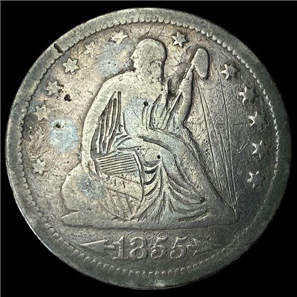 1855 Arrows Seated Liberty Quarter NICELY  CIRCULATED