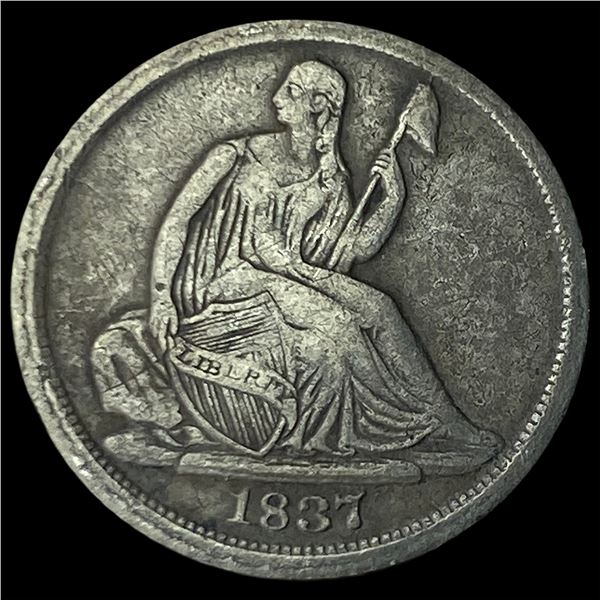 1837 Silver Half Dime No Stars NEARLY  UNCIRCULATED