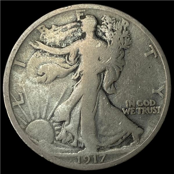 1917-D Silver Walking Liberty Half Dollar  LIGHTLY CIRCULATED