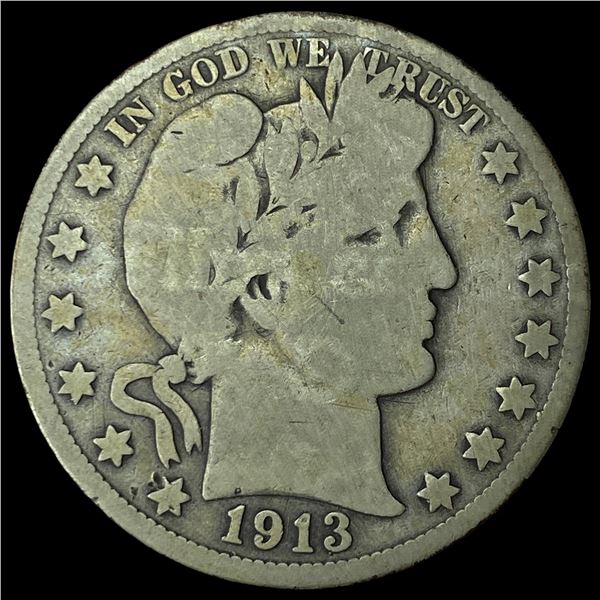 1913 Silver Barber Half Dollar LIGHTLY  CIRCULATED