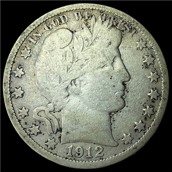1912-S Silver Barber Half Dollar LIGHTLY  CIRCULATED