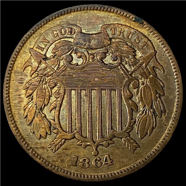 1864 Copper 2 Cents CHOICE AU