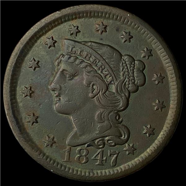 1847 Braided Hair Large Cent UNCIRCULATED