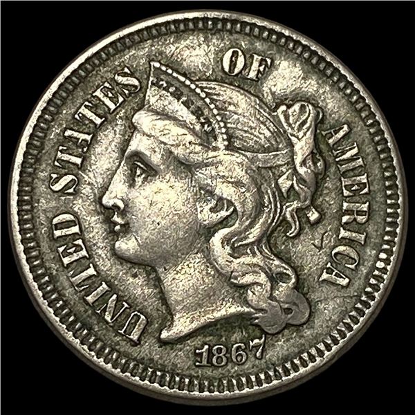 1867 Nickel Three-Cent Piece LIGHTLY  CIRCULATED