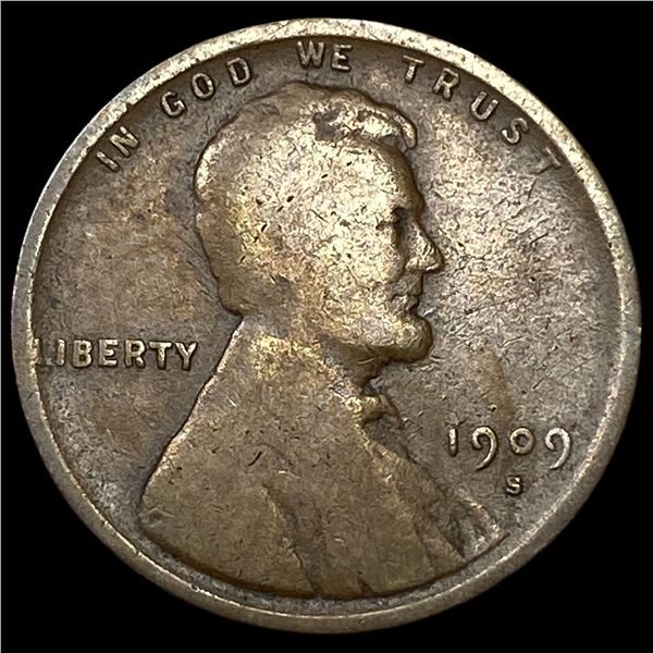1909-S Lincoln Wheat Cent LIGHTLY CIRCULATED