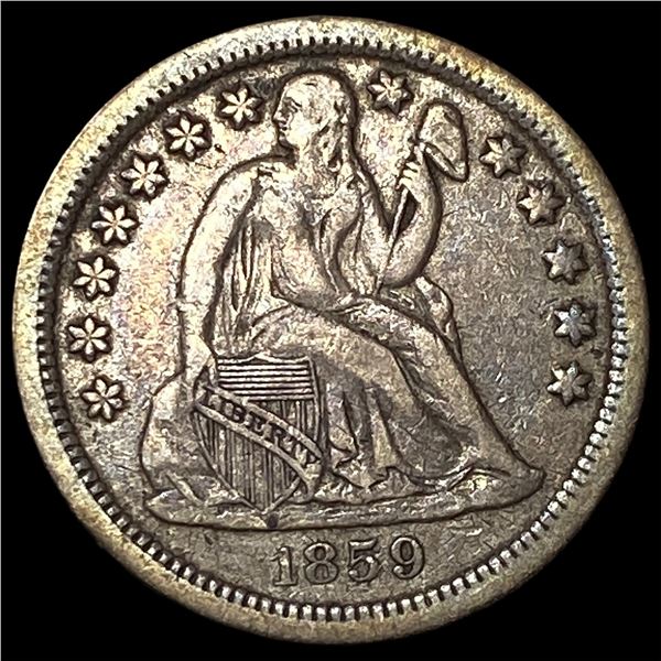1859-O Silver Seated Liberty Dime NEARLY  UNCIRCULATED