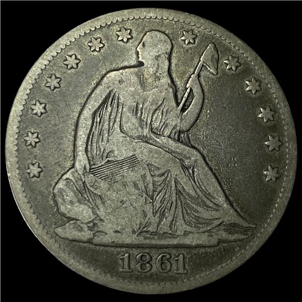 1861 Seated Liberty Half Dollar LIGHTLY  CIRCULATED