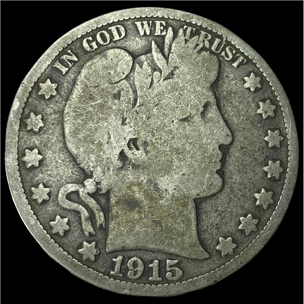 1915-S Silver Barber Half Dollar LIGHTLY  CIRCULATED