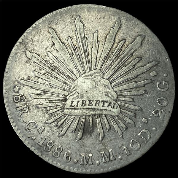 1886-Mo M Mexico Silver 8 Reales NEARLY  UNCIRCULATED