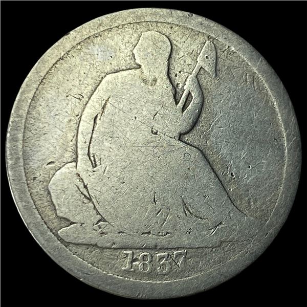 1837 No Stars Seated Liberty Dime NICELY  CIRCULATED
