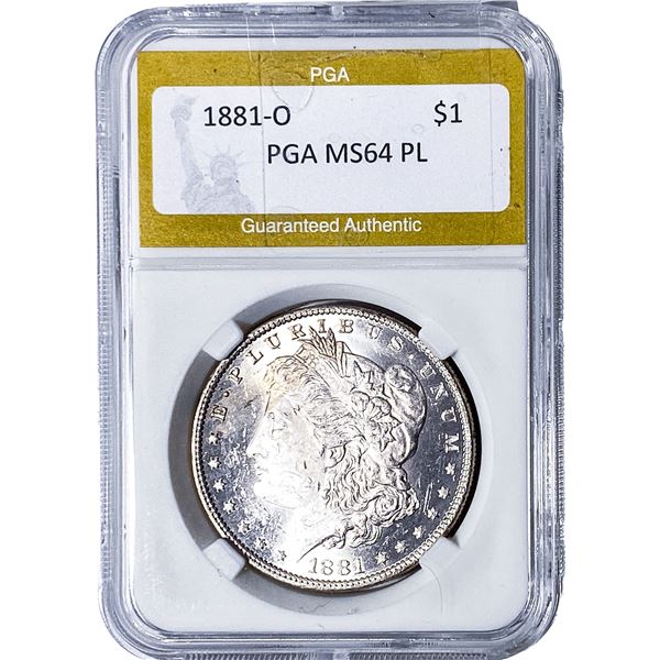 1881-O Morgan Silver Dollar PGA MS64 PL