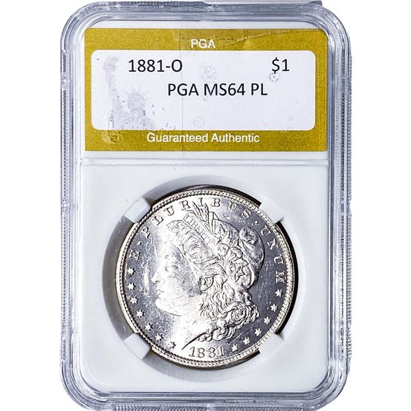 1881-O Morgan Silver Dollar PGA MS64 PL