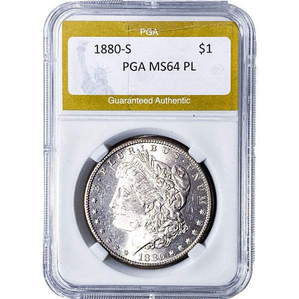 1880-S Morgan Silver Dollar PGA MS64 PL