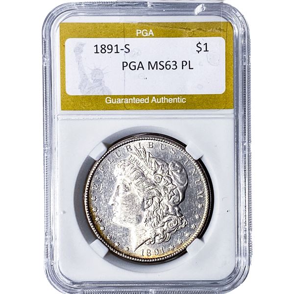 1891-S Morgan Silver Dollar PGA MS63 PL