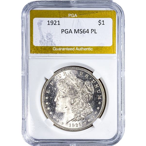 1921 Morgan Silver Dollar PGA MS64 PL