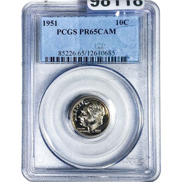 1951 Roosevelt Dime PCGS PR65 CAM