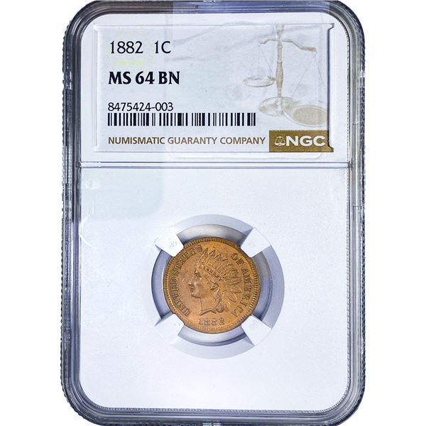 1882 Wheat Cent NGC MS64 BN