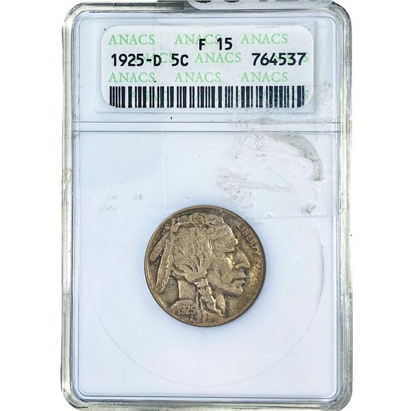 1925-D Buffalo Nickel ANACS F15