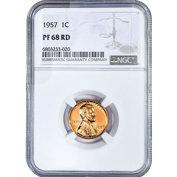 1957 Wheat Cent NGC PF68 RD