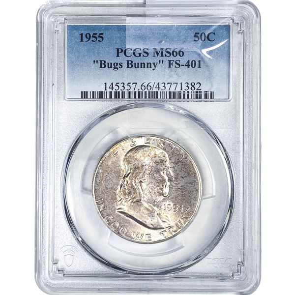 1955 Franklin Half Dollar PCGS MS66 "Bugs Bunny"