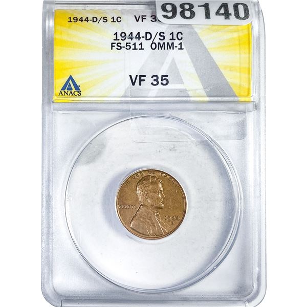 1944-D/S Wheat Cent ANACS VF35
