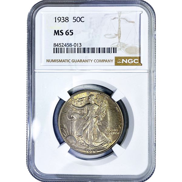 1938 Walking Liberty Half Dollar NGC MS65