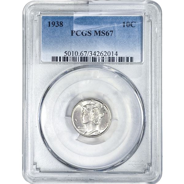 1938 Mercury Silver Dime PCGS MS67