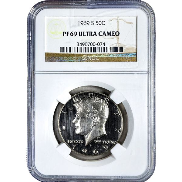 1969-S Kennedy Half Dollar NGC PF69 Ultra Cameo